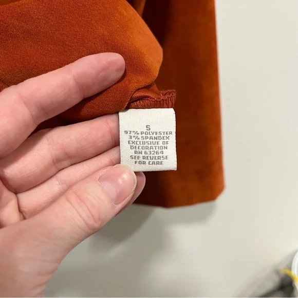 Dressbarn Faux Suede Zip Up Jacket, Womens Small in Burnt Orange - Picture 8 of 10